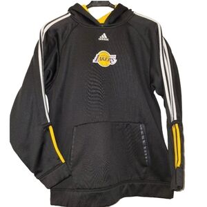 Adidas Lakers Youth Fleece Lined Black & Gold Hoodie With Kangaroo Pocket 18-20